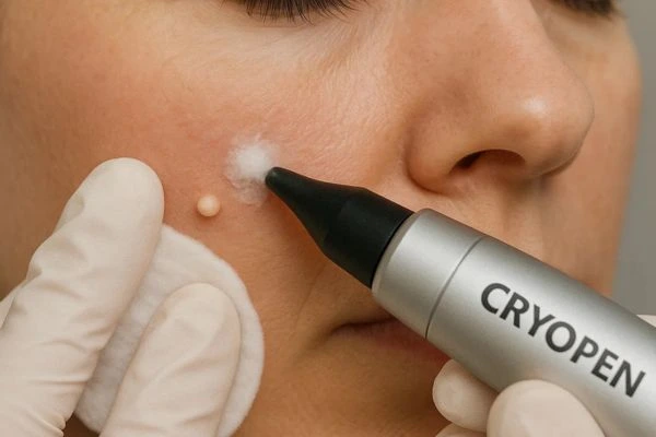 Woman receiving milia removal treatment Small Heath